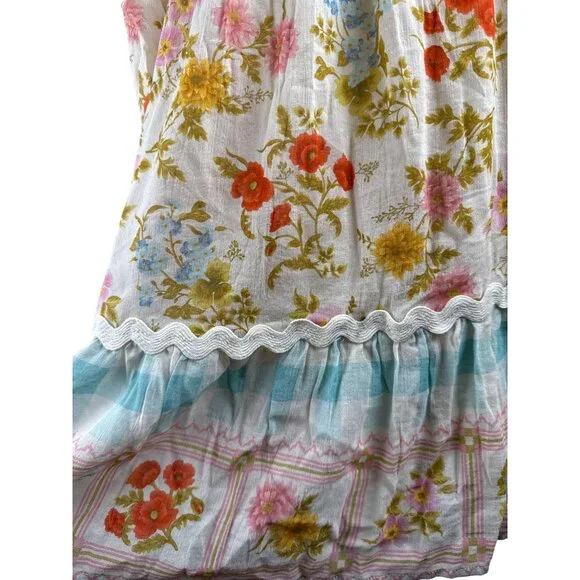 SPELL Women's Tunic Dress Pastel Floral Smocking Long Sleeve 233113N Size L - Picture 12 of 15